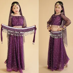 High quality cheap child belly dance costume 6 pcs/set kids Indian dance dress on sale NMMG10