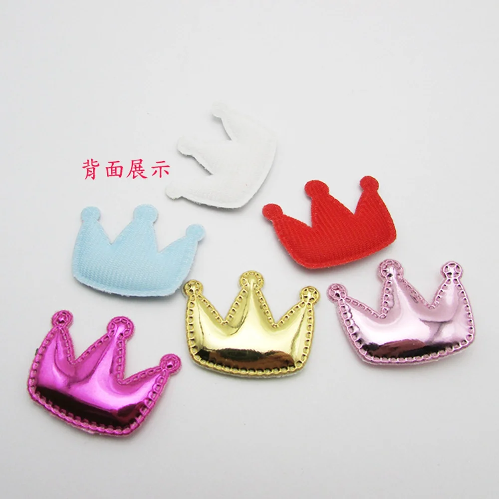 60 teile/los Glossy Nette PU Prinzessin Crown gepolsterte applique Handwerk für headwear tasche schuh garment DIY zubehör 30 MM * 40 MM