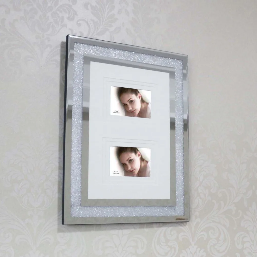 Morden Europe 2 Pieces Picture Photo Frame Multi Family Shining Crystal Photo Frame Wall Mounted Picture Frame House Decoration