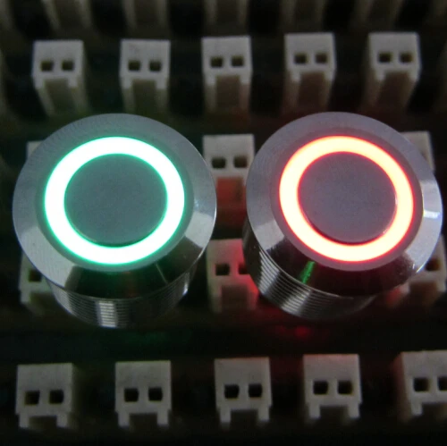 ELEWIND 16mm red green two led color ring illuminated push button switch(PM161F-10E/J/RG/12V/S 3pins for led)