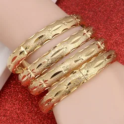 24k Gold Bangle for Women Gold Dubai Bride Wedding Ethiopian Bracelet Africa Bangle Arab Jewelry Gold Charm Bracelet