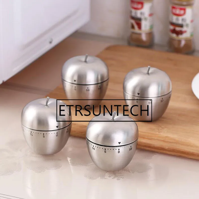 

50pcs Kitchen Timer Stainless Steel Mechanical Apple Egg Shape Cooking Timer Alarm 60 Minutes Countdown