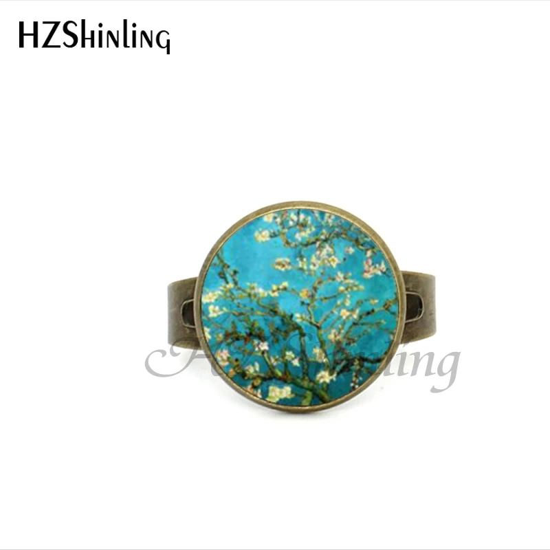 2017 New Glass Dome Rings The Starry Night by Vincent Van Gogh 1889 Handmade Keepsake Ring Art Painting Adjustable Ring