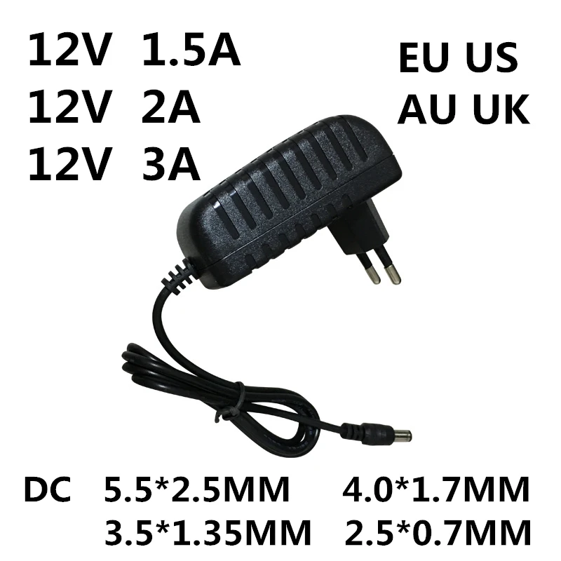 Alimentatore AC DC 12V 300mA-1A Switching, Adattatore Universale 100-240V