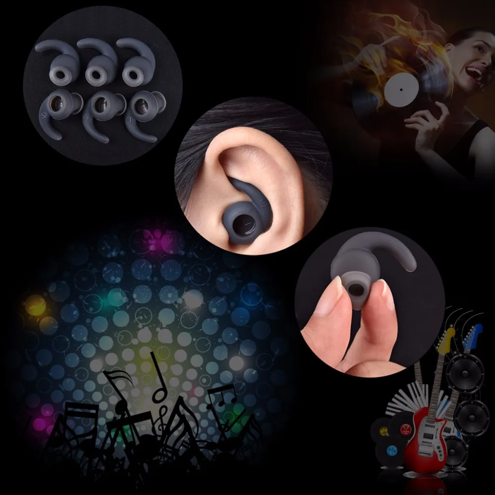 Soft Silicone Ear Pads para Fone de Ouvido, Gancho, Ear Tips, Earbuds Acessórios, Dicas, 3 Pares por lote