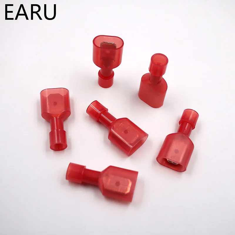MDFN1.25-250 MDFN1-250 NYLON Brass Male Insulated Spade Joint Cable Wire Connector 100PCS 50Sets Suit 0.5-1.5mm2 22-16AWG MDFN