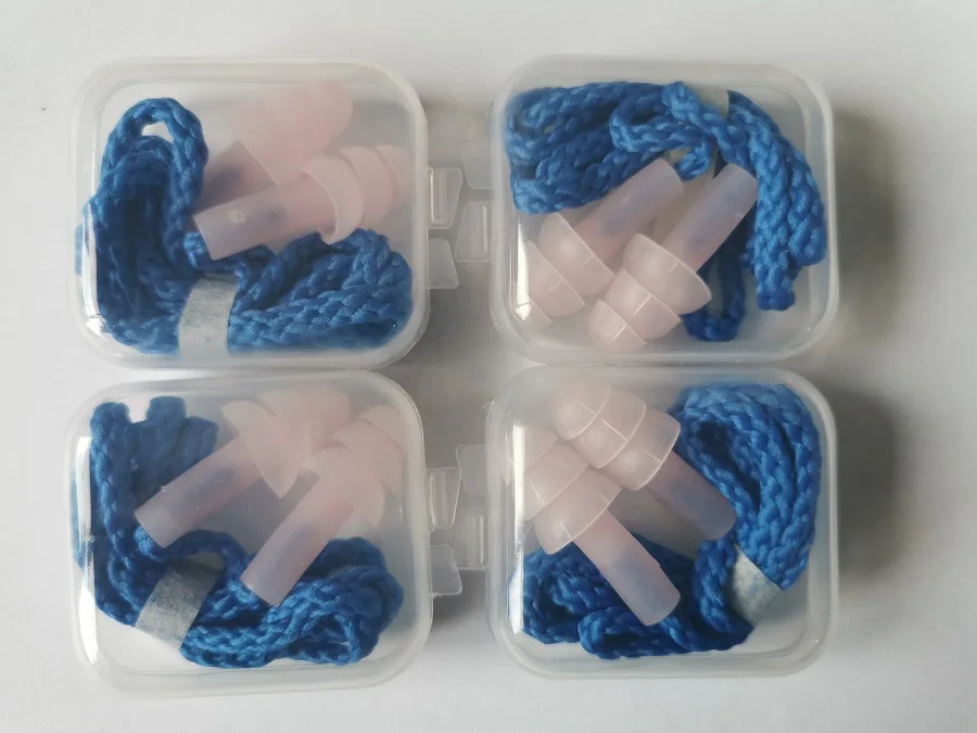 4pieces box-packed comfort earplugs noise reduction silicone Soft Ear Plugs Cotton rope Earplugs Protective for Swimming for sle