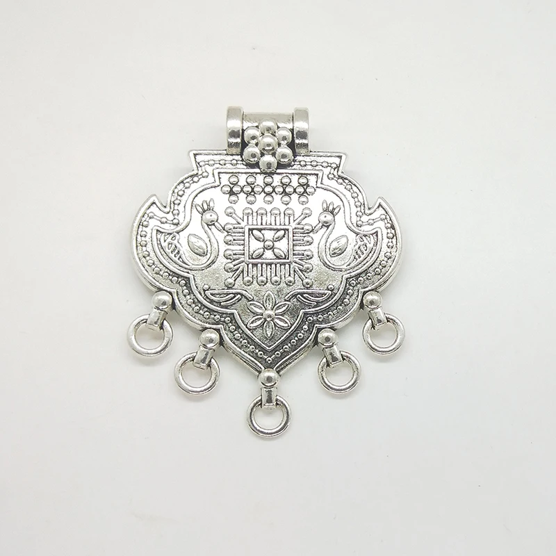 New Fashion 62*50mm 1pieces/bag Retro  Zinc Alloy Hearts Shape Connectors Pendant for Necklace Handmade Jewelry Accessories