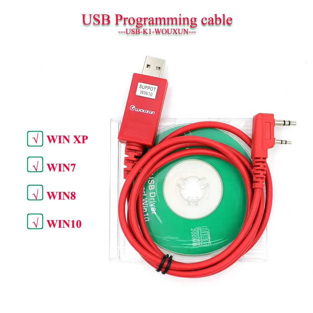 Original WOUXUN Programming Cable for KG-UVD1P KG-UV6D KG-UV8D KG-UV899 KG-UV9D PLUS USB  for All Radios with K1 Plug