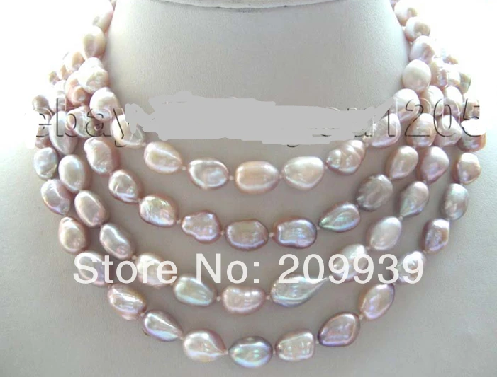 

63" Longest Natural 9-10mm Purple Baroque Freshwater Pearl Necklace