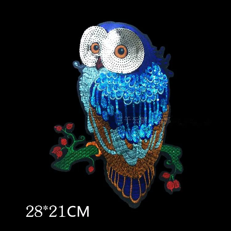 Owl Sequined Sew on Patches clothes applique embroidery cartoon Motif Applique embroidery T-shirt accessory