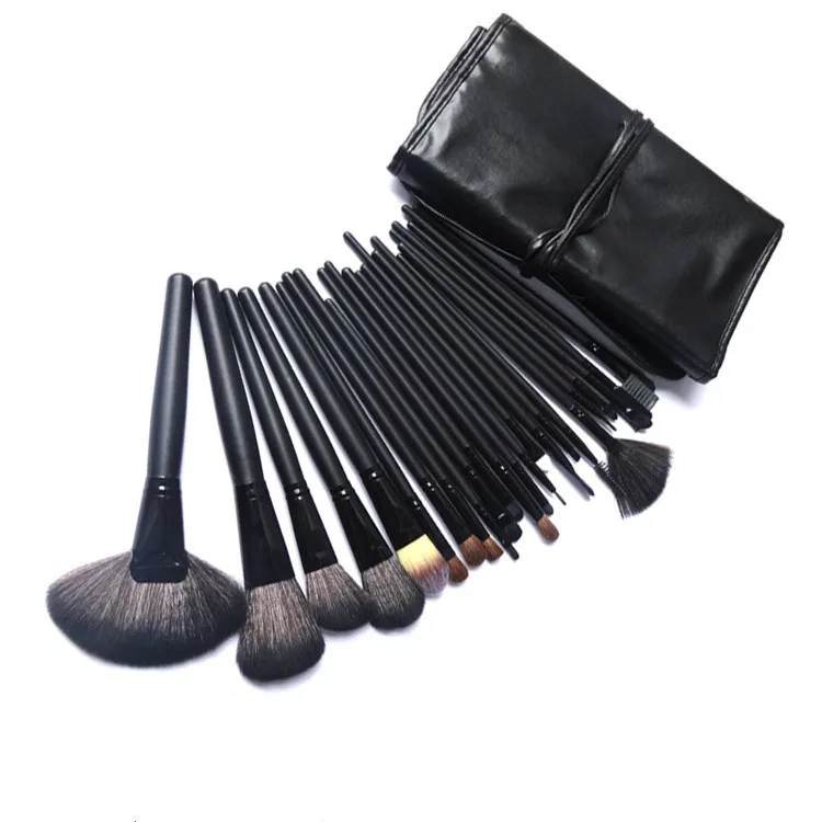 wholesale 5sets Lady 24pcs Professional Makeup Brushes set eyeshadow Cosmetic brush with Leather Case free shipping