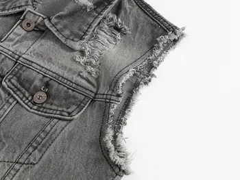 DIMUSI Spring Vintage Design Mens Denim Vest Male Retro Sleeveless Jackets Men Ripped Hole Button Jean Waistcoats Clothing 5XL 4