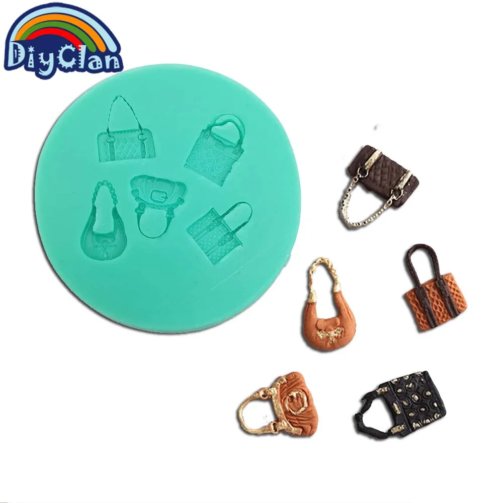 Handbag Shape Silicone Fondant Cake Decoration Mold Bags Chocolate Chip Form Cupcake Tools Kitchen Baking Resin Clay Moulds