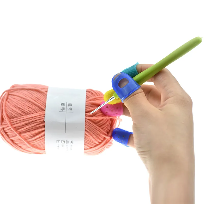 KOKNIT 3 dimensione Del Silicone Ditale di Punta di Punta di Dito di Protezione Per Withnail Fai Da Te Cucito Accessorio Cucito Colore Casuale
