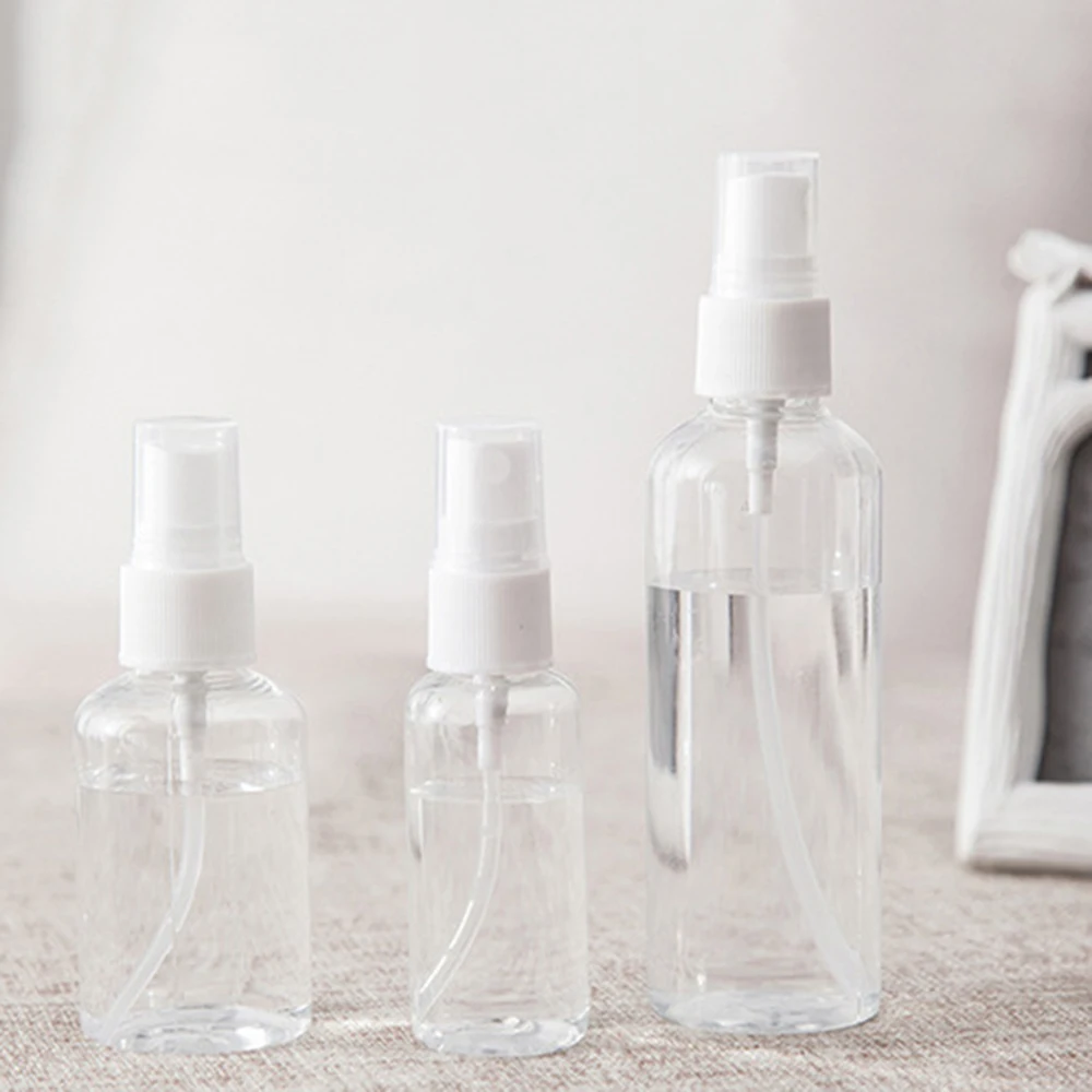 1 Pc 100/50/30ml Plastic Spray Bottle Portable Refillable Essential Cosmetics Atomizer Transparent Empty Alcohol Sprayer Bottles