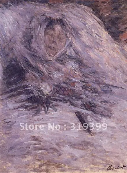 

Claude Monet Oil Painting Reproduction on linen canvas,Camille sur son lit de mort by Claude Monet, handmade,Free Fast Shipping