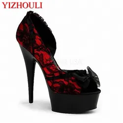 high heel lady shoes nightclub dancing shoes ribbon bowknot adornment sandals 15 cm heel shoes appeal