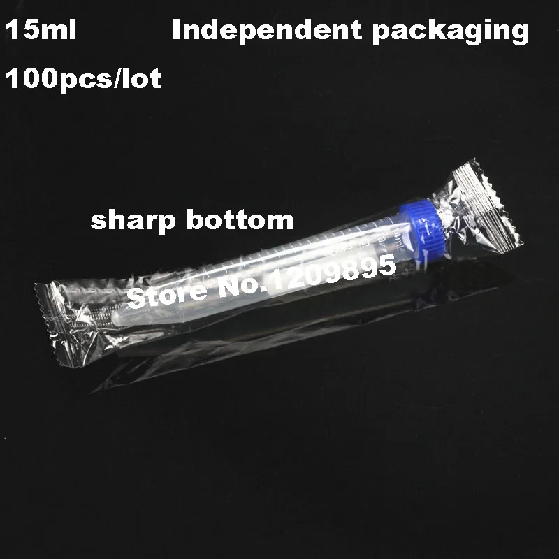 

100pcs/lot 15ml Plastic centrifuge tube screw cap sharp bottom Cyclohexane sterilization Vial Clear PP Container Laboratory