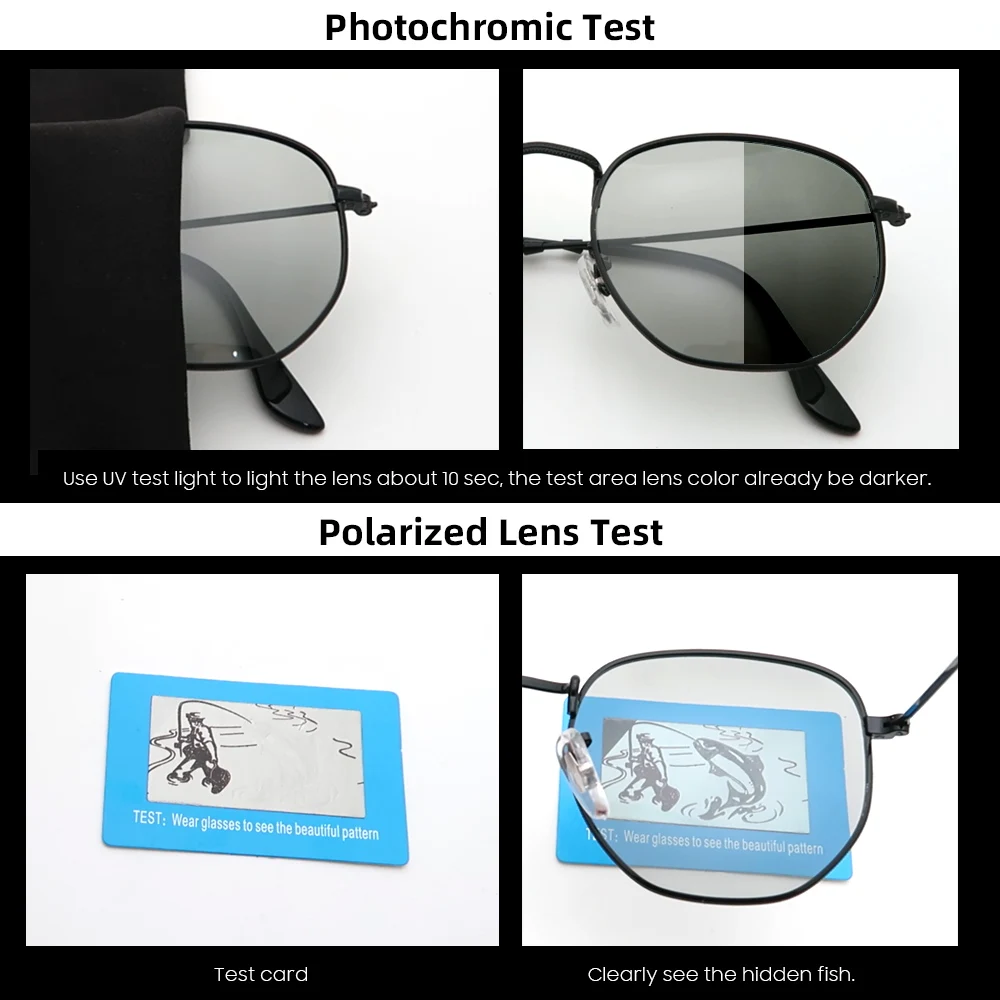 Women Photochromic Sunglasses Polarized Men Color Changing Sunglasses Ladies Fashion Oval Driving Metal Shades