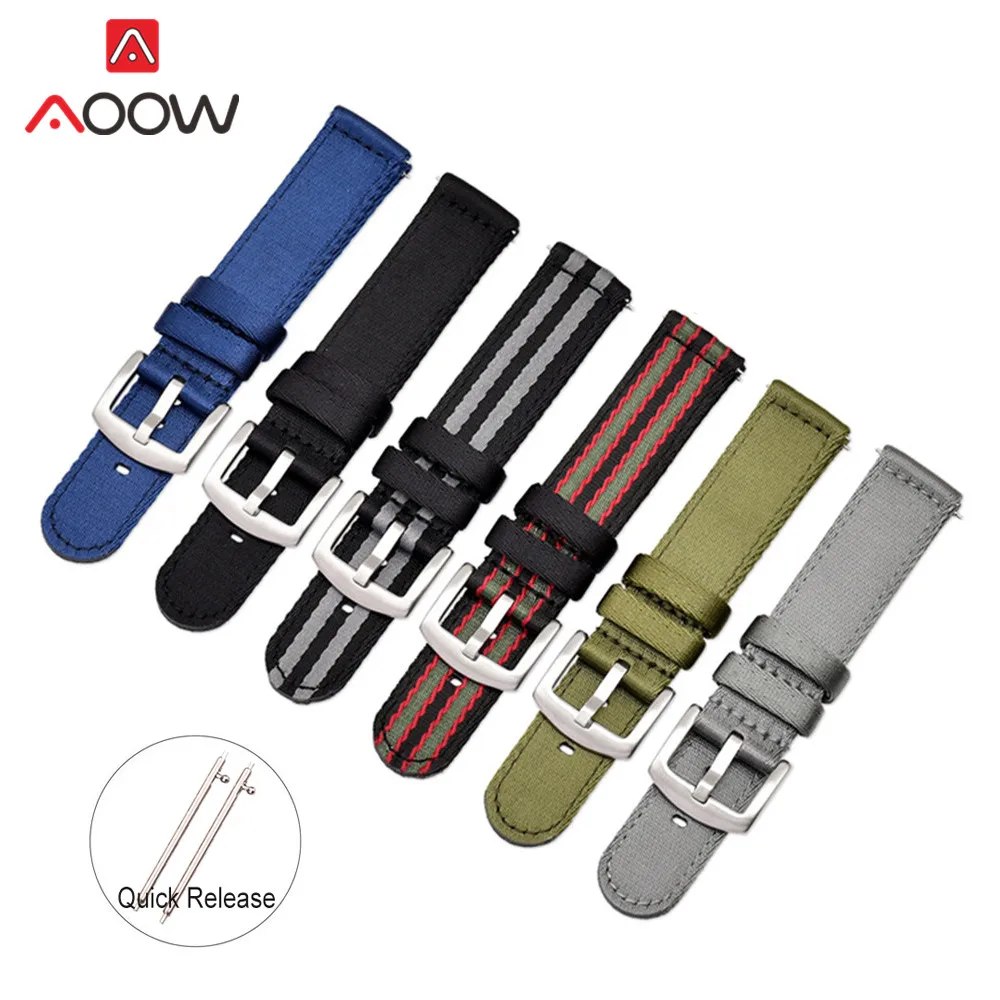 Nylon Strap 18mm 20mm 22mm 24mm for Samsung Galaxy Watch Active2 40mm 44mm Gear S2 Active2 Huawei Canvas Watchband Band Bracelet