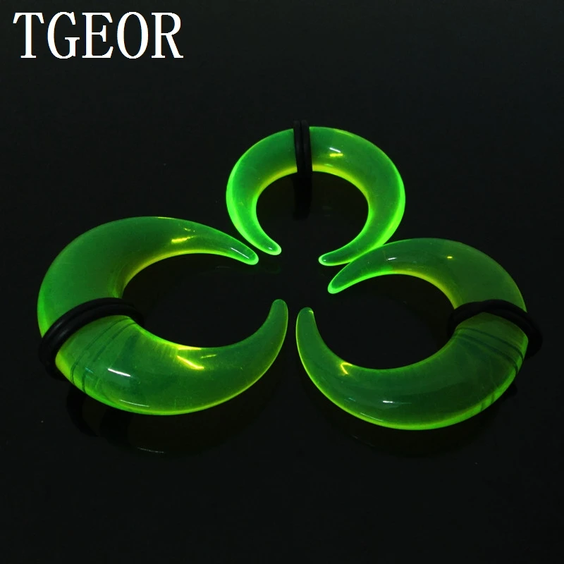 NICE 1 pair mixed 3 gauges big size horseshoe ear expander acrylic piercing mixed clear color ear taper Fashion