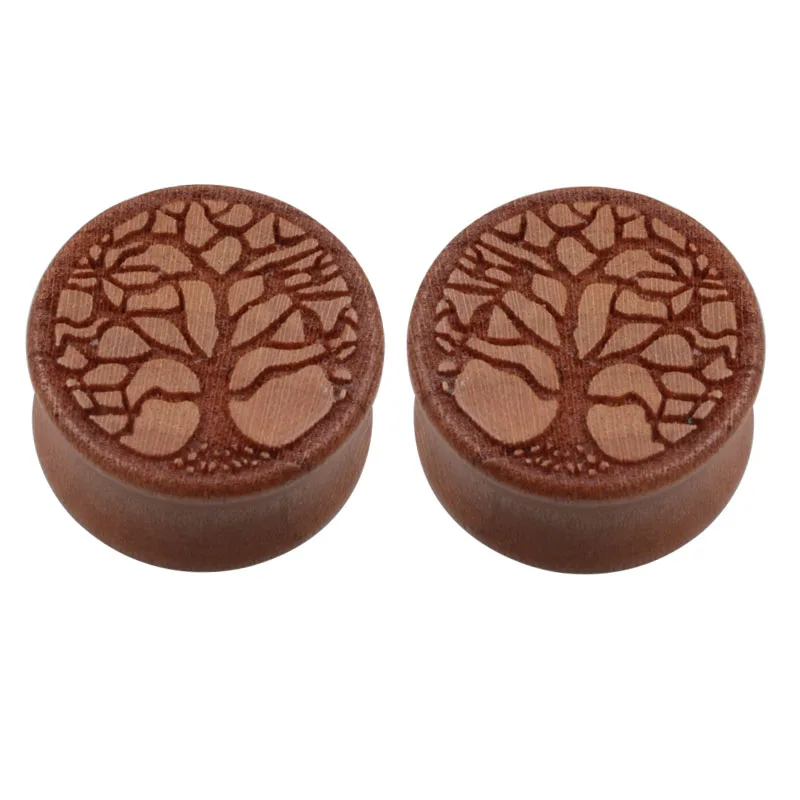 Body Piercing Jewelry Organic Wood Tree of Life Fashion Ear Saddle Plug Earring Tunnels Ear plugs 10-25mm