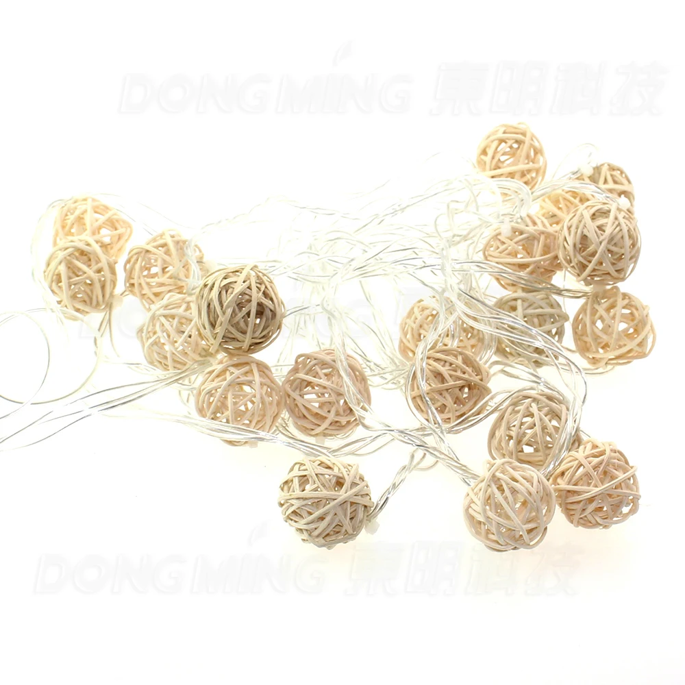 Conectável 5cm rattan bola natal led string luz decoração luzes de fadas guirlanda lâmpada 5m 20leds festa interior casa casamento