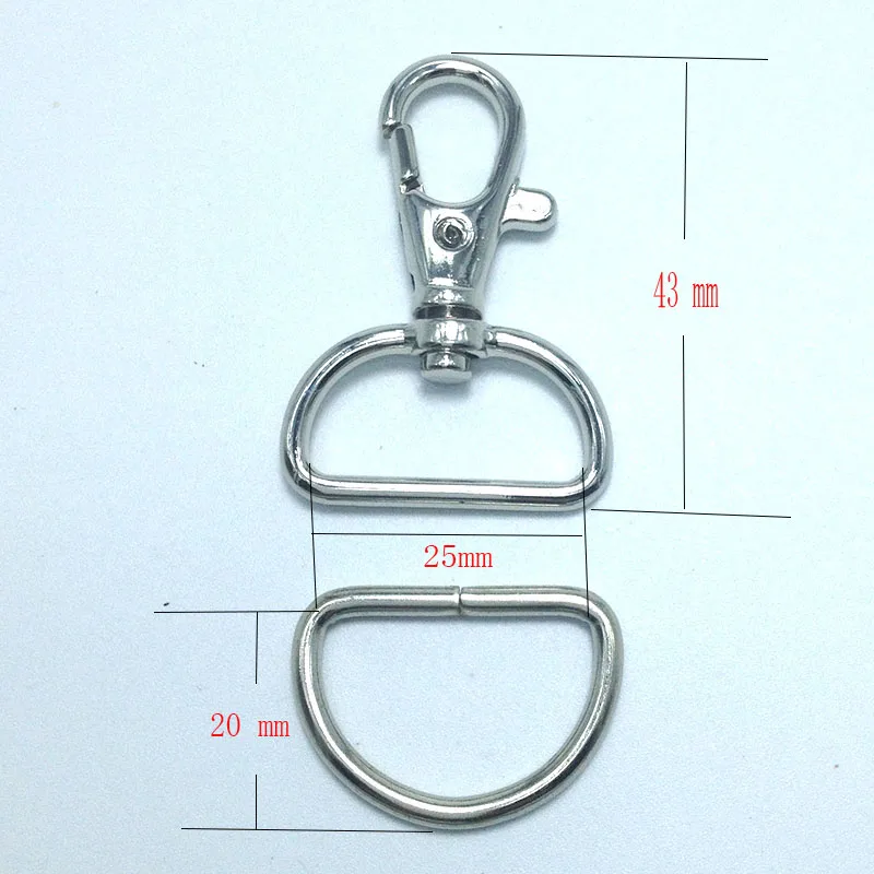 

1" Lobster Swivel Clasp + D Ring -Nickel- Set of 50