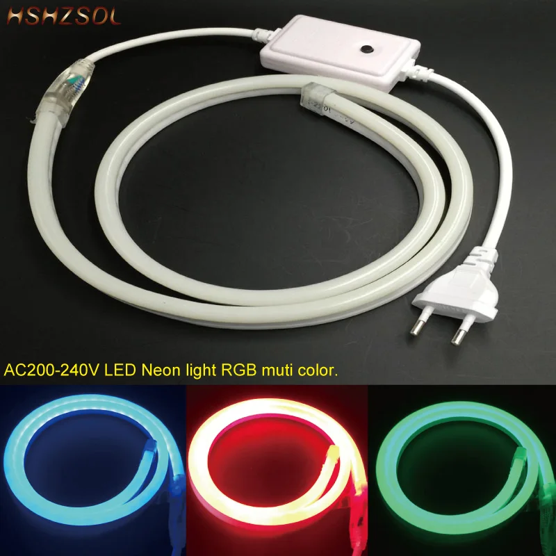 

1-10m Outdoor&Indoor LED Lighting Flex LED Neon Light SMD 2835 120leds/M LED RGB Strip Light Waterproof IP68 220V power plug