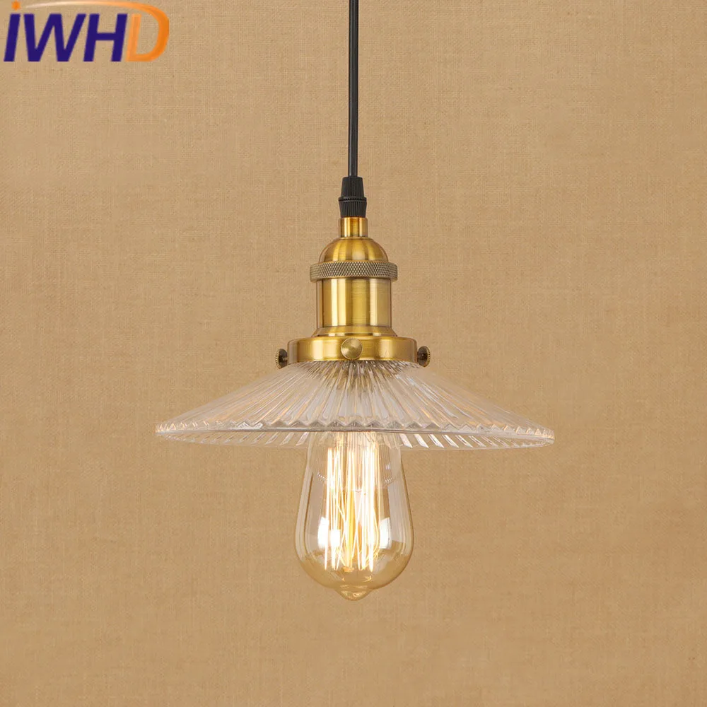 

IWHD Glass Home Lighting Fixtures Vintage Pendant Light LED Loft Industrial Hanging Lamp Umbrella e27 220V For Decor Hanglamp