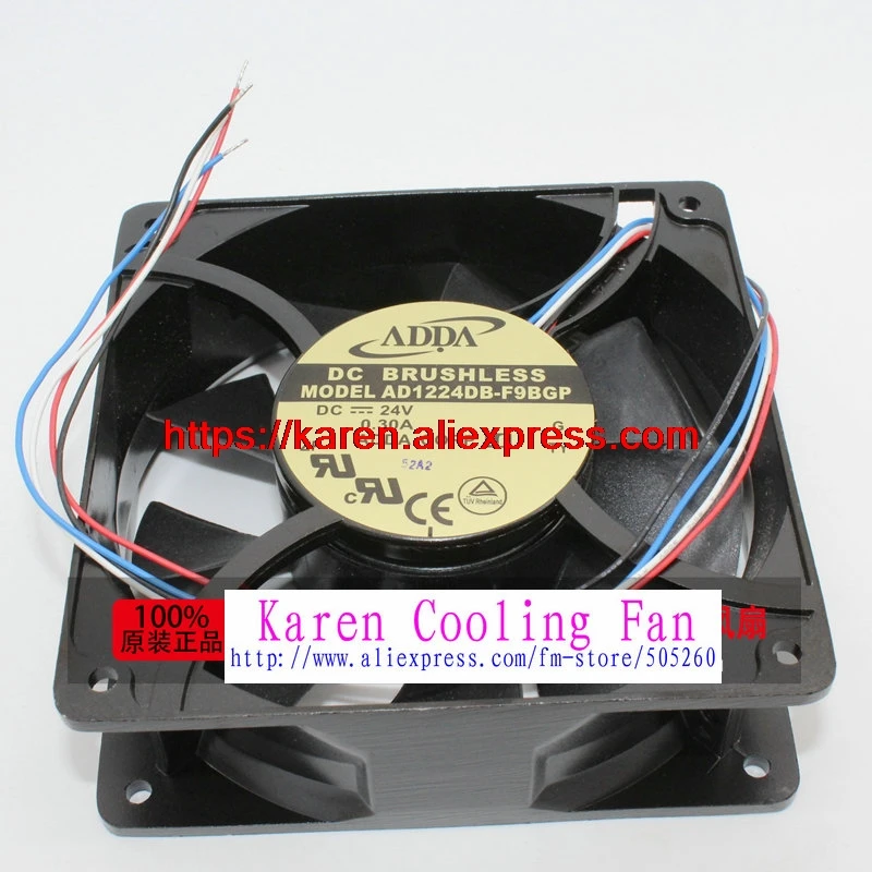 

AD1224DB-F9BGP DC24V 0.30A 120*120*38MM 12CM aluminum frame large air volume Inverter cooling fan