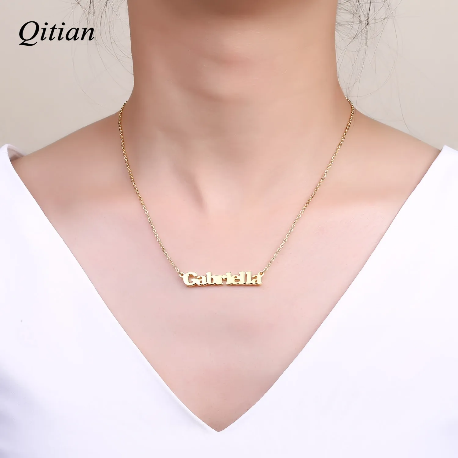 Babygirl Necklace Personalized Name Necklaces  Bold Style Nameplate Stainless Steel Customed Choker Pendent Por Women Jewelry