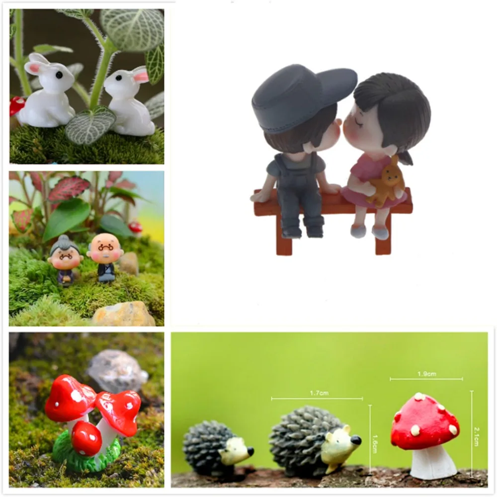 Multi-styles Cute Mini Stool Couples Animals Trees Bridge Miniatures Micro Landscape Action Figures Fairy Garden Supplies