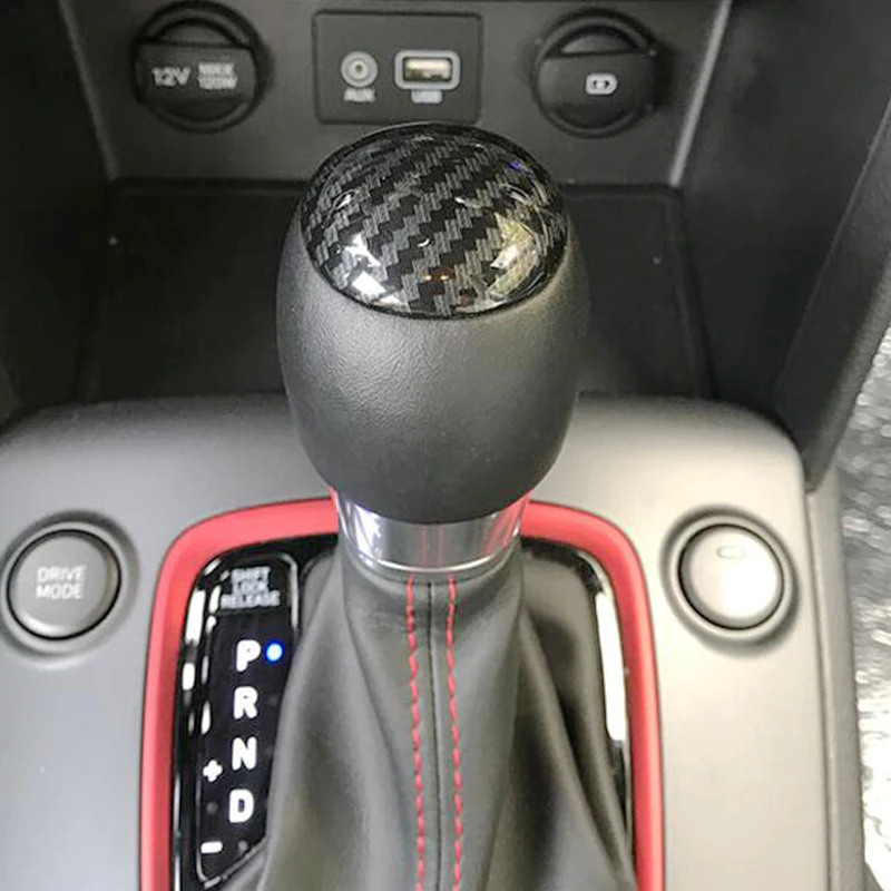 

For Hyundai Kona Encino 2018 2019 Accessories ABS Matte/Carbon fibre Car gear shift lever knob handle Cover Trim Car Styling