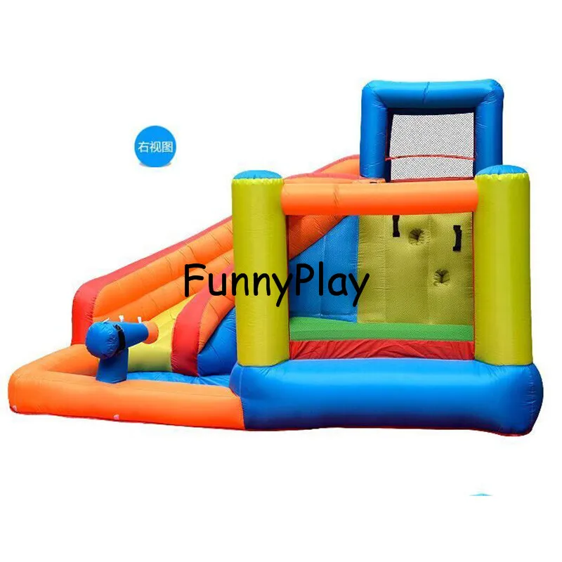 

indoor playground home trampoline belt slide cartoon sports trampoline Child inflatable bouncy,jumping castle for baby