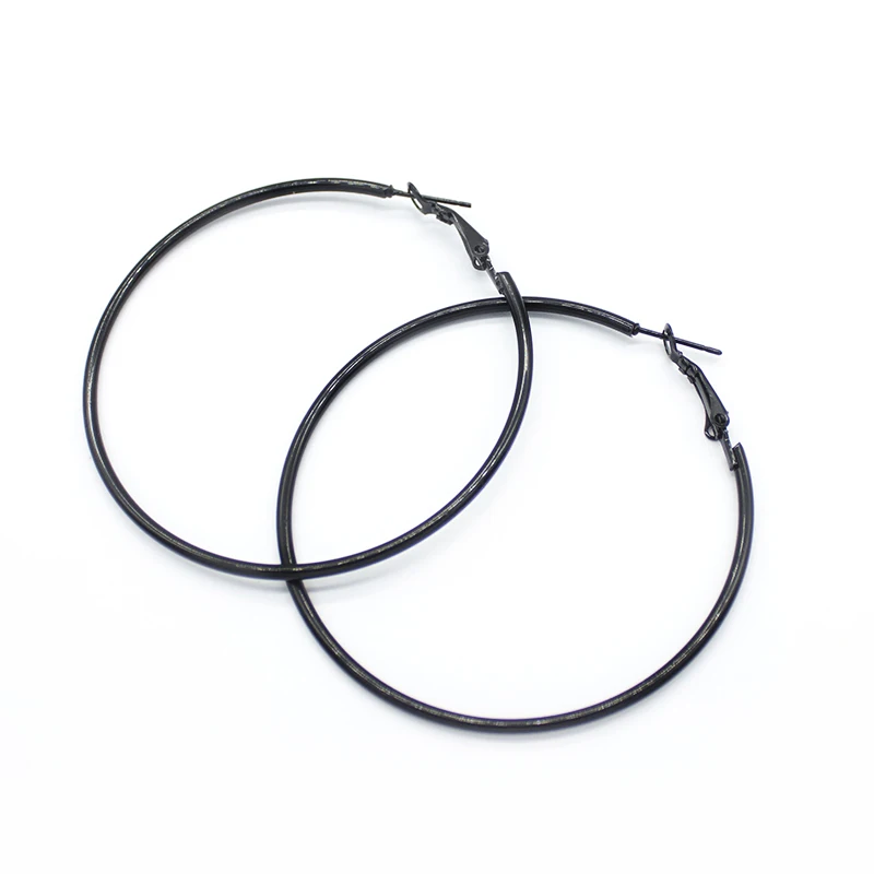 Hot Sale Big Circle Black Gold Silver color  Hoop Earring for Women Round Punk Statement Earrings Jewelry