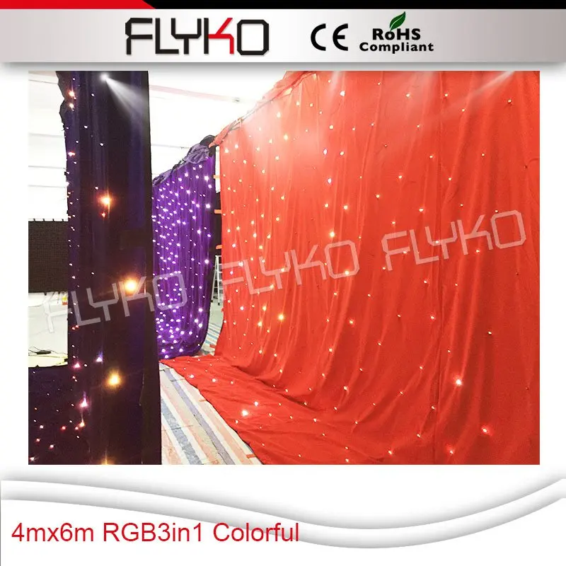 Flyko stage Hot sale 4X6m star curtains led curtain for party,night club,concert,wedding