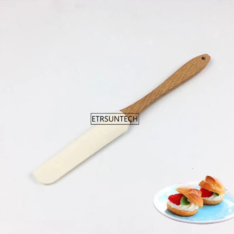 Food Grade Non Stick Butter Cooking Silicone Spatula Cookie Pastry Scraper Cake Baking Spatula With Wood Handle