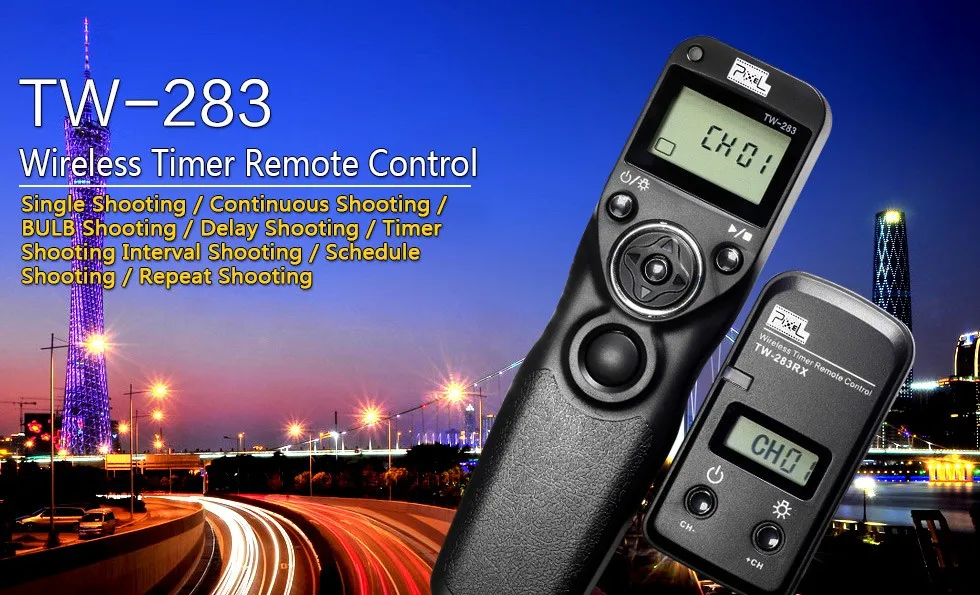 Pixel Wireless Timer Shutter Release Remote Control TW-283 DC0 Compatible with Nikon Z9, D3, D4, D5, D6, D800, D850, D800E, D810, D810A, D700, D500, D Pixel TW-283 E3 Wireless Shutter Release Remote Control For Canon