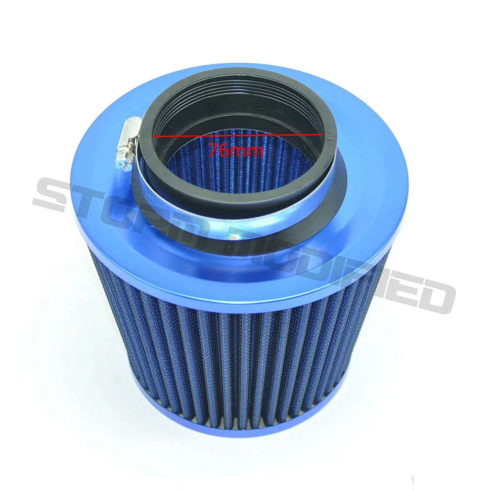 SuTong 1PC Universal Auto Vehicle Car Air Filter Cold Air Intake Filter Cleaner 76mm Dual Funnel Adapter works 120*155*155