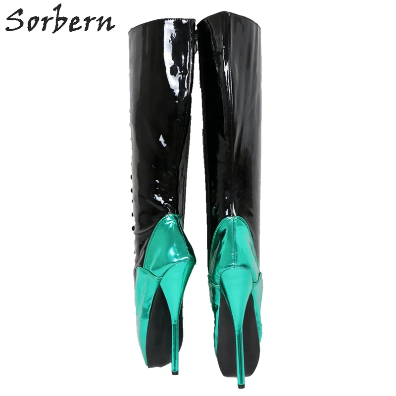 Sorbern Metallic Knee High Boots Unisex Ballet High Heels Custom Boots For Thick Legs Ballet Boots 7 Inch Heels Exotic High Heel