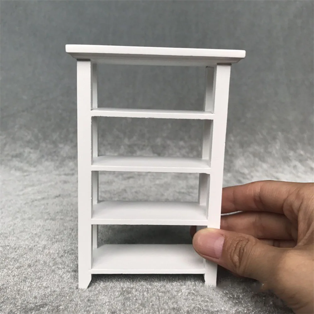 1/12 Dollhouse Miniature Accessories Mini Wooden Flower Pot Rack   Storage Shelf Simulation Furniture Toys for Doll House Decor