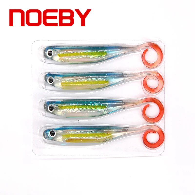 

NOEBY 4pcs Soft Lures 115mm 5.4g Soft Fishing Lure Plastic Fly Fishing Swimbaits 3D Soft Bait Fishing Tackle