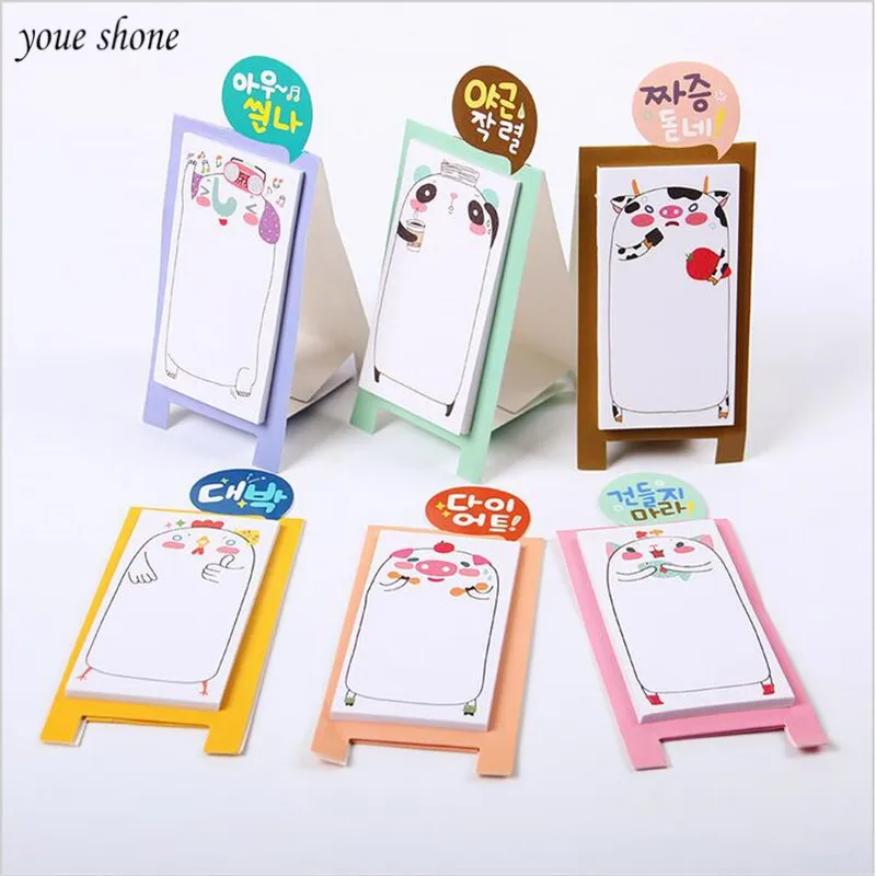 Creative Lovely Animals Sticky Notes para Estudantes, Memorando Pad, Scrapbooking Adesivos, Material de Escritório, N Times, 1Pc