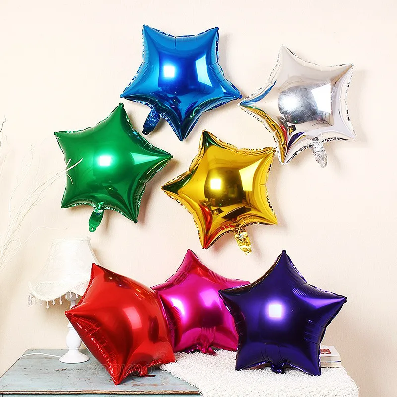 5pcs 10 Inch Helium Balloon Heart Wedding Star Aluminum Foil Balloon Inflatable Gift Balloon Birthday Party Decoration Kids Ball