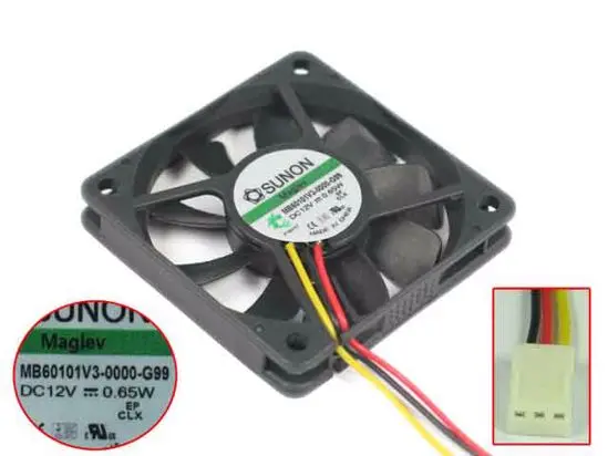 

Sunon MB60101V3-0000-G99 DC 12V 0.65W 60x60x10mm 3-Wire Server Cooling Fan