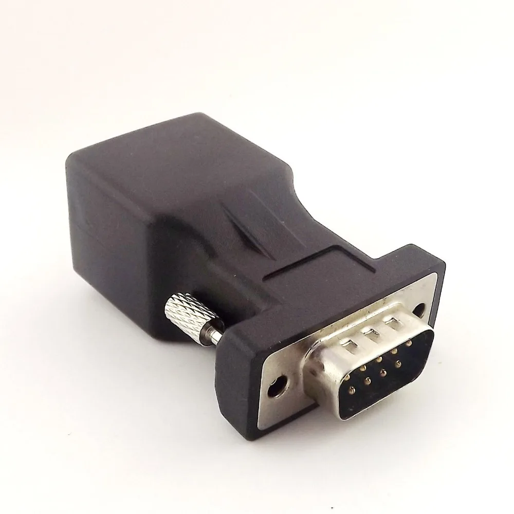 1 cái DB9 RS232 Nam để RJ45 Nữ Extender Nối CAT5 5e Cable Network Adapter