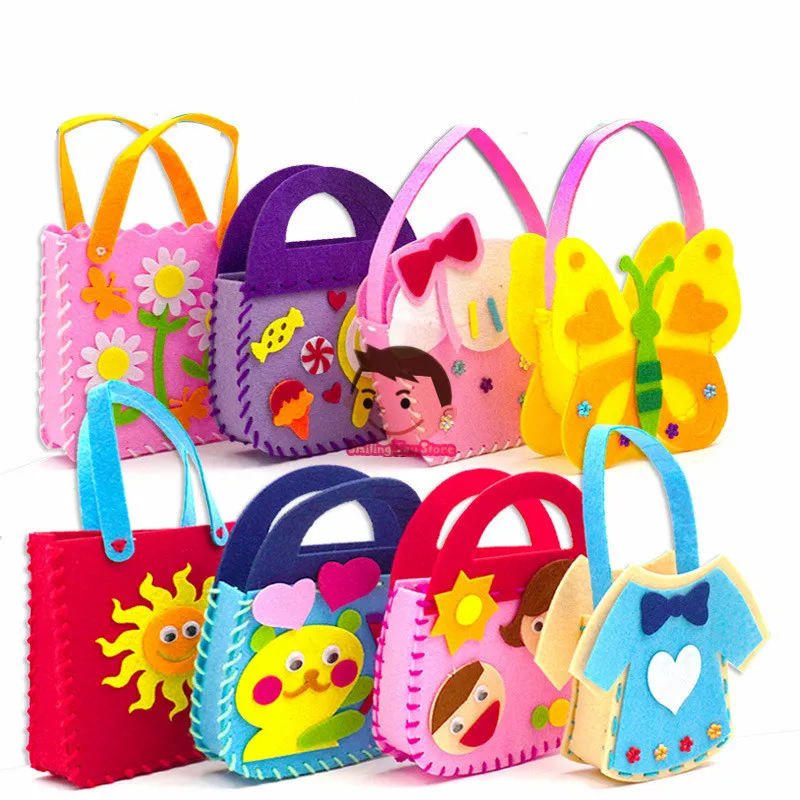 Non-Woven Fabric DIY Handbag Children Craft Toy Mini Bag Non-woven Cloth Colorful Handmade Bag Cartoon Animal Children Handbags