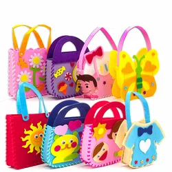 Tecido não-tecido diy bolsa crianças artesanato brinquedo mini saco não-tecido pano colorido artesanal saco dos desenhos animados animais crianças bolsas